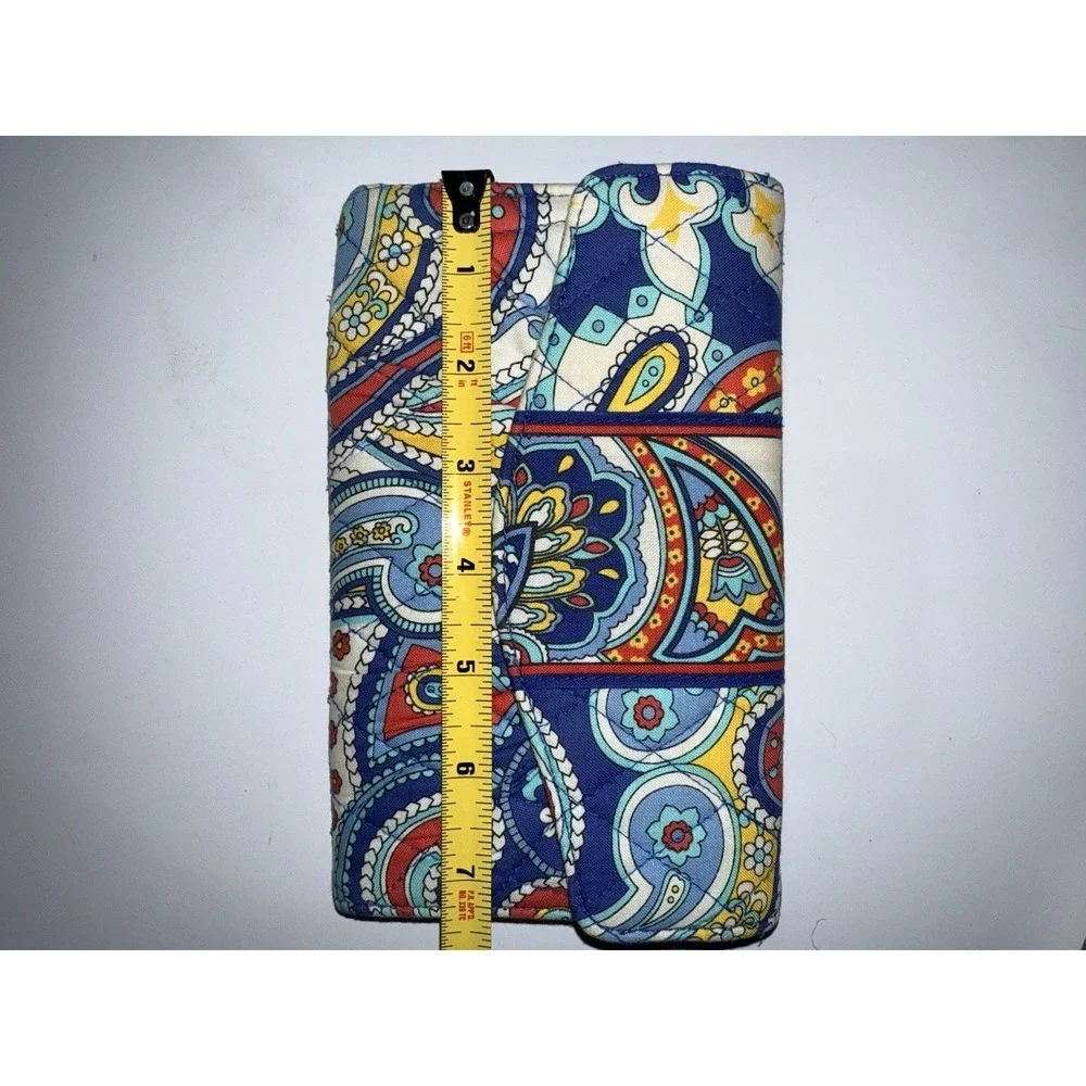 Vera Bradley Marina Paisley Wallet Passport Holder White Blue Multi Color L - Picture 4 of 5